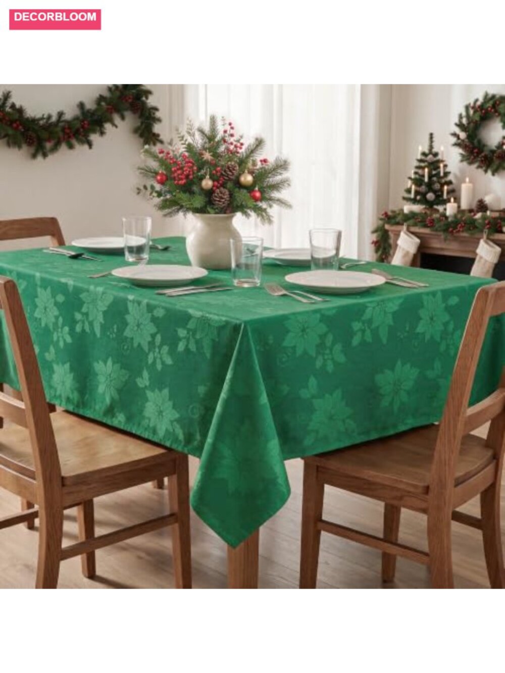 Jacquard Tablecloth 60"x104" Rectangular Floral